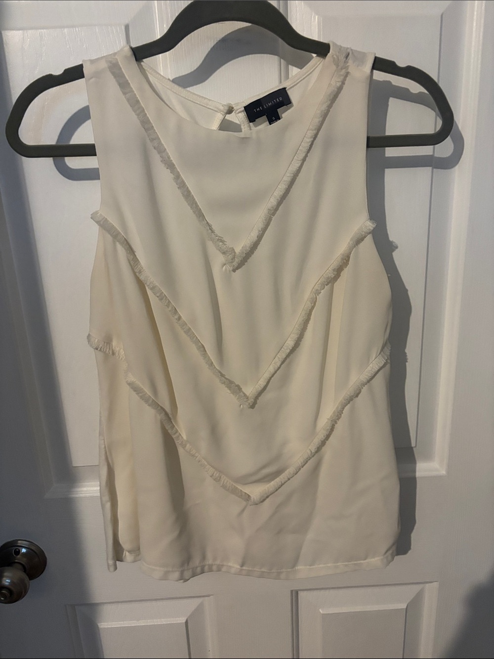 The Limited Cream Sleeveless V-Fringe Camisole